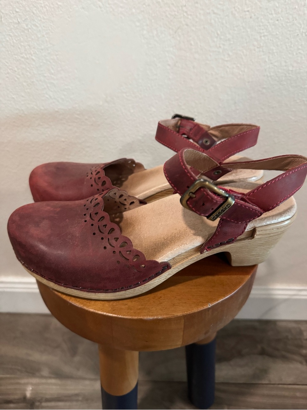 Dansko Women’s Red Leather Ankle-Strap Clogs